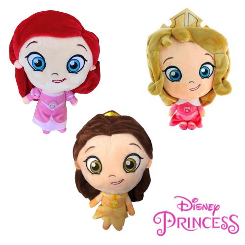 (Mis 3+) PRINCIPESSE DISNEY Lil Bodz (Aurora/Belle/Ariel)  Peluche 28cm c/suono -3ass…x12
